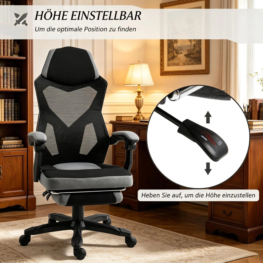 SEDIA DA UFFICIO GAMING 58x63x112-122 cm Nero Grigio