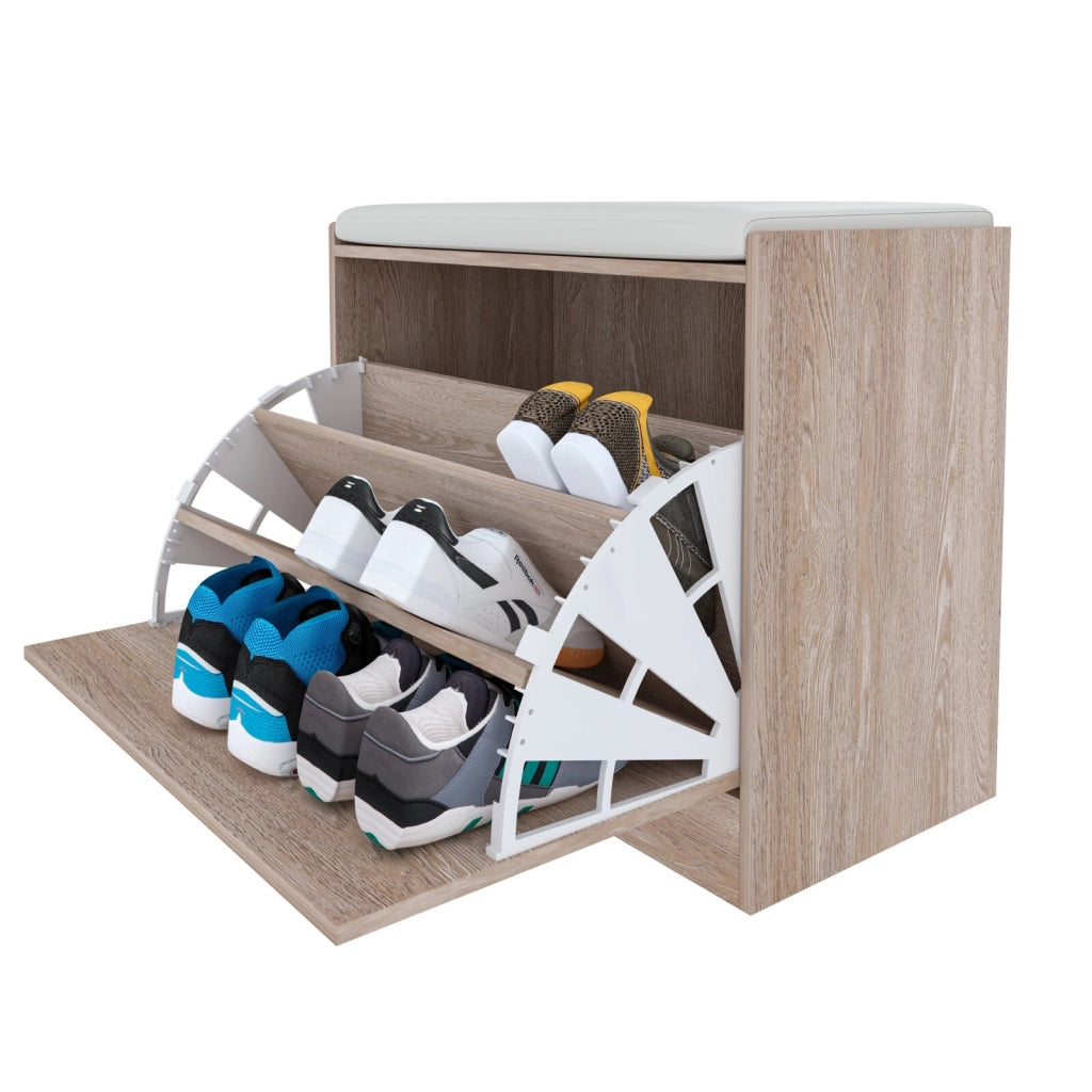Panca Portascarpe Scarpiera Da Ingresso Piccola Salvaspazio Con Cuscino Anta A Ribalta Seduta Imbottita In Ecopelle Tripla Profondità Soggiorno Casa Camera Ufficio 60 x 30 x 48 Cm (Rovere)