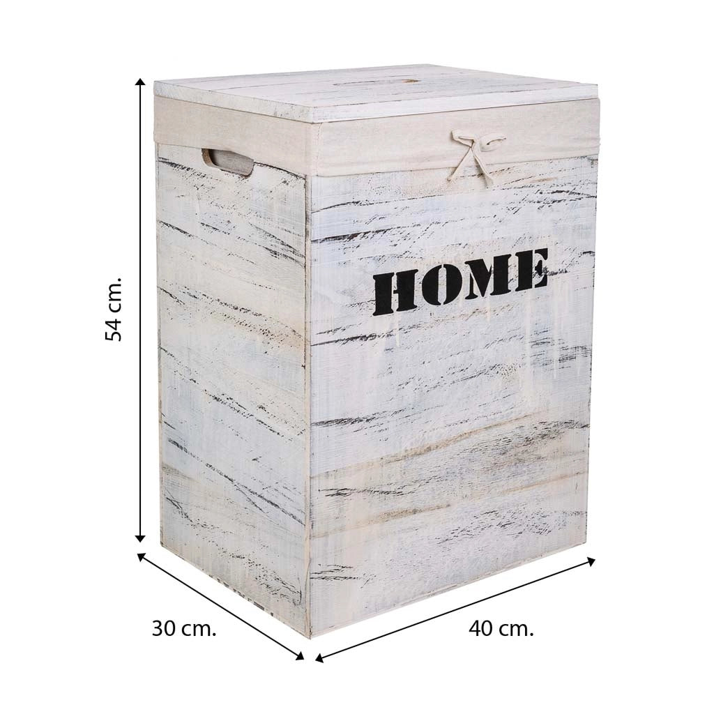 Set di 2 cesti per la biancheria in legno 40x30x54-34x26x47