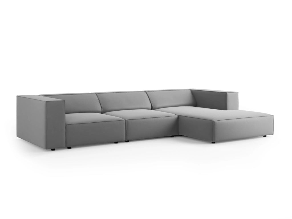 Cosmopolitan Design - Divano angolare destro "Arendal" 4 posti in velluto grigio chiaro 