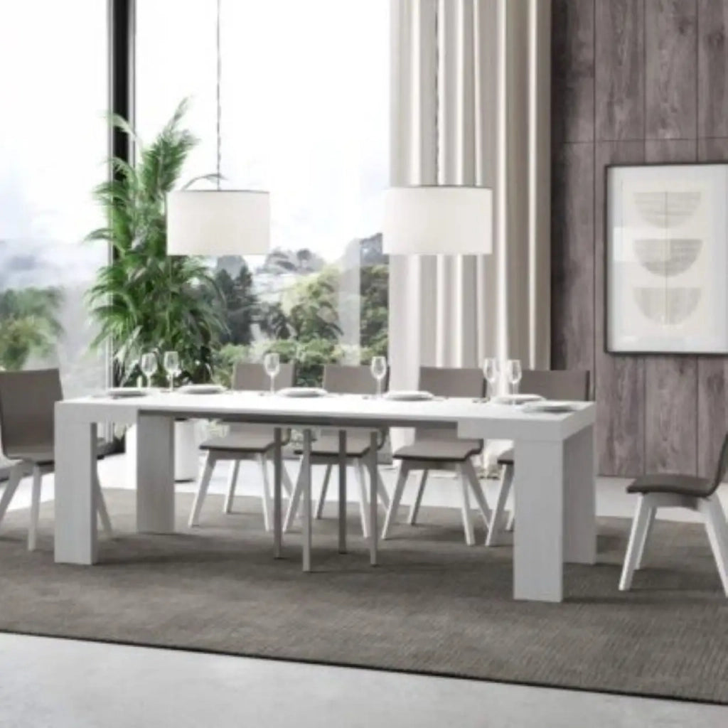 Tavolo allungabile 90/246x90 cm Roxell colore bianco frassino