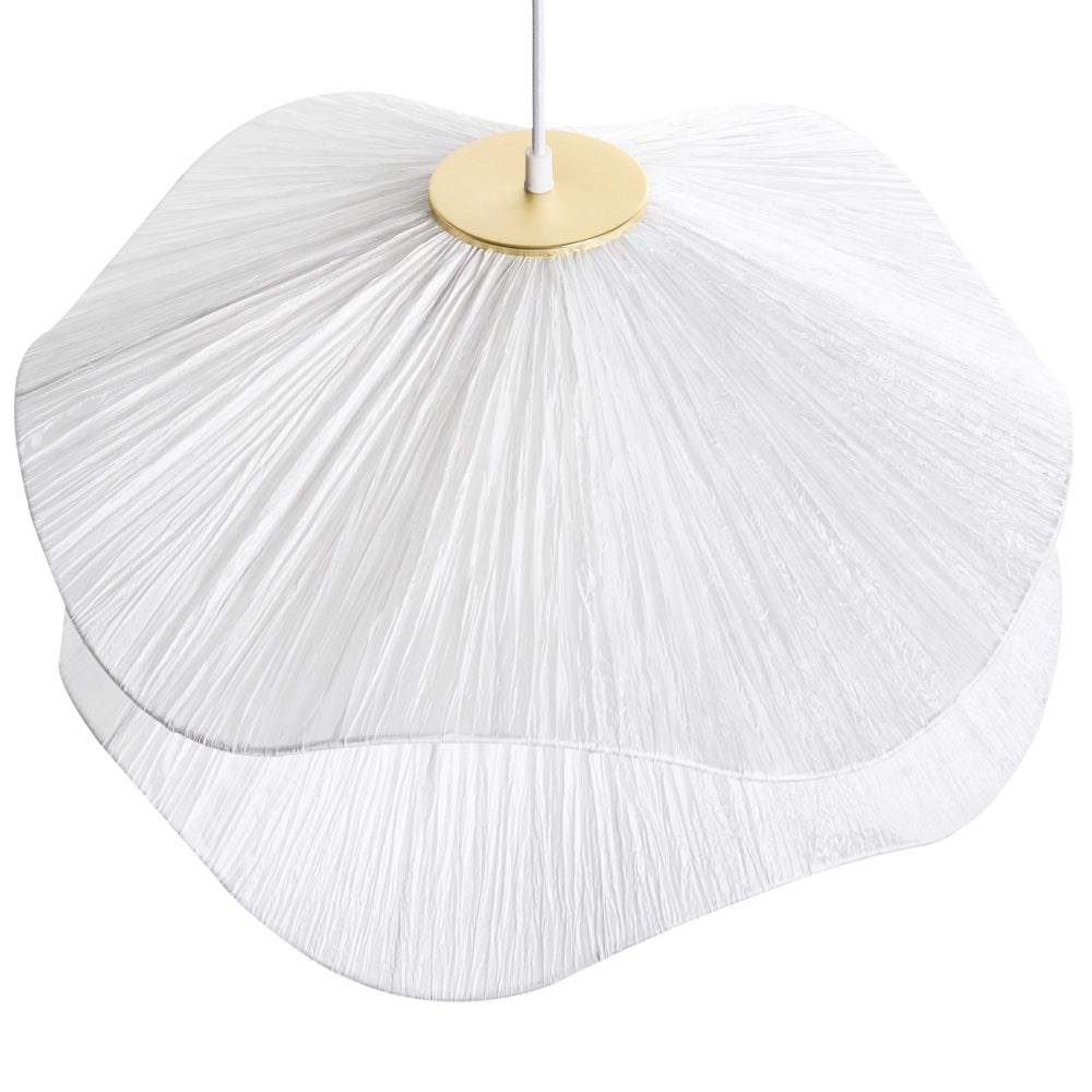 Lampada a sospensione con base in ferro e paralume in tessuto stile moderno luce d'atmosfera bianco