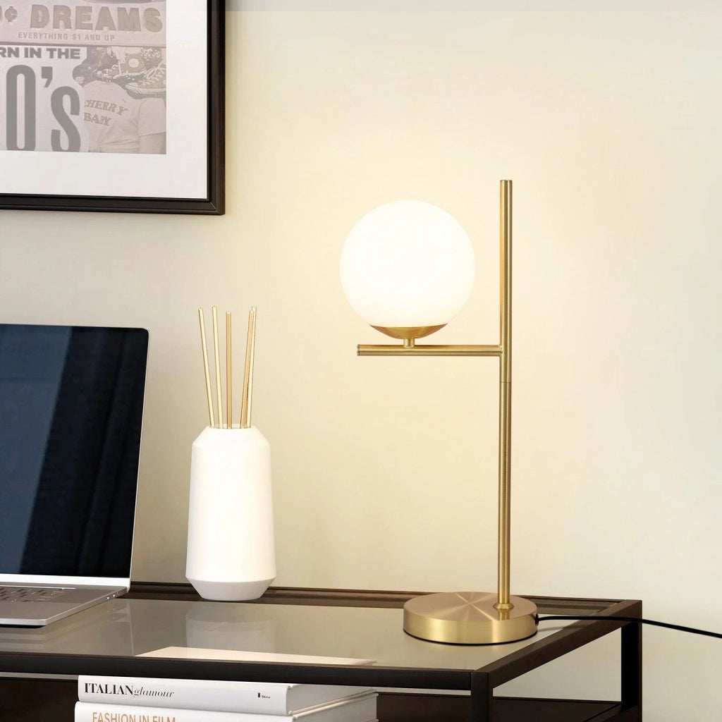 ZMH Lampada da tavolo vetro bianco moderna base industriale E27 interruttore per soggiorno camera letto