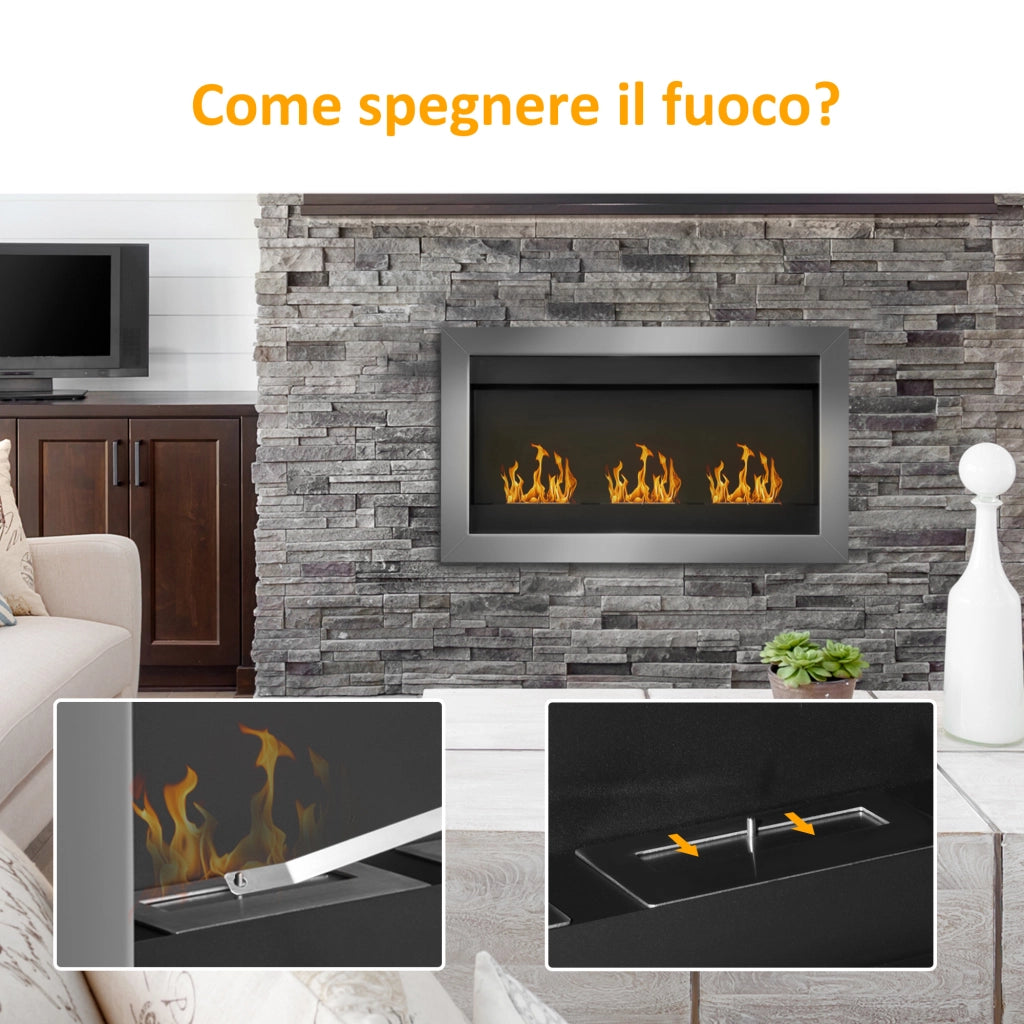 Camino a Bioetanolo da Parete ¨C zephmum ¨C Acciaio Inox 110x63x16cm