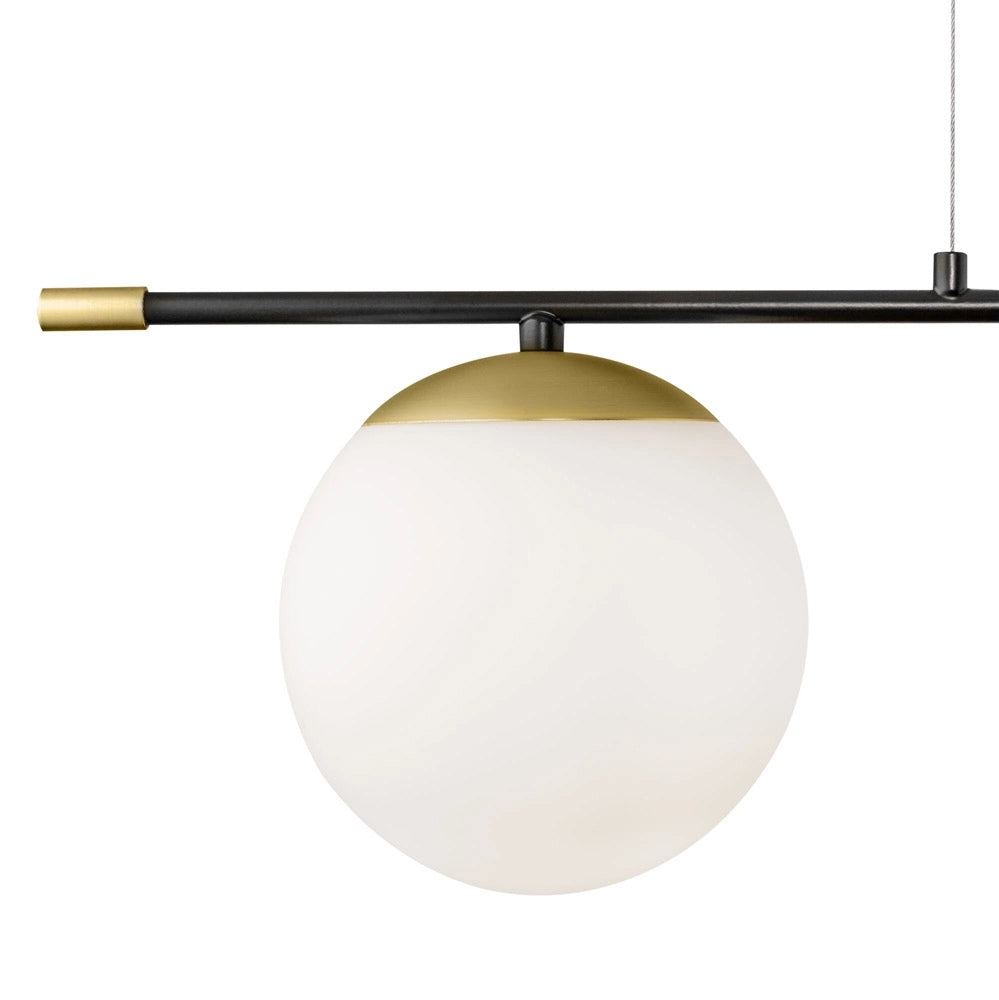 Lampadario Contemporanea Nostalgia Metallo Oro Opaco 2 Luci Diffusori Bianchi