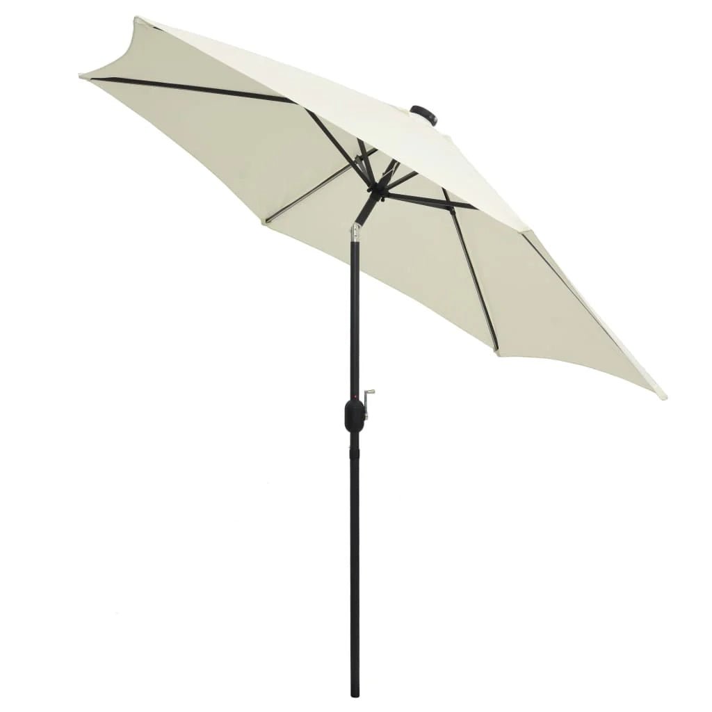 Ombrellone con LED e asta in alluminio da 300 cm colore bianco sabbia 02_0008083