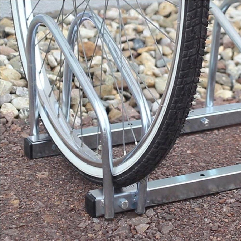 Rastrelliera Parcheggio Bici 6 Posti in Acciaio 33x27x162 cm Silver
