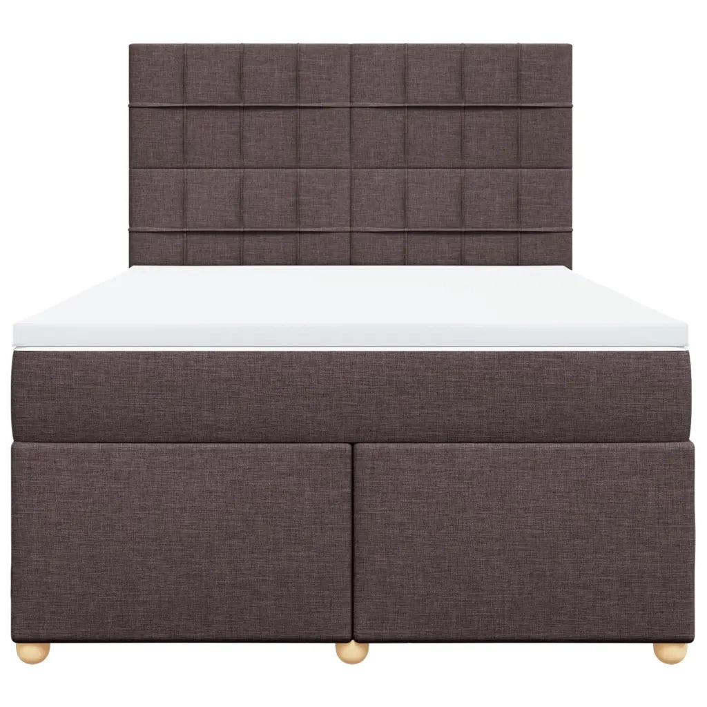 Giroletto a Molle con Materasso Marrone Scuro 140x190cm Tessuto