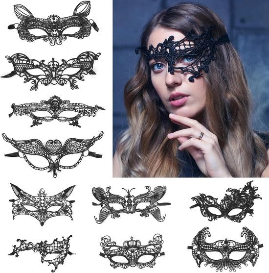 Maschera Premium a Laccio per Donne - Stile Veneziano - Maschera da Halloween e Carnevale - Maschera da Costume con Laccio - 10 pezzi