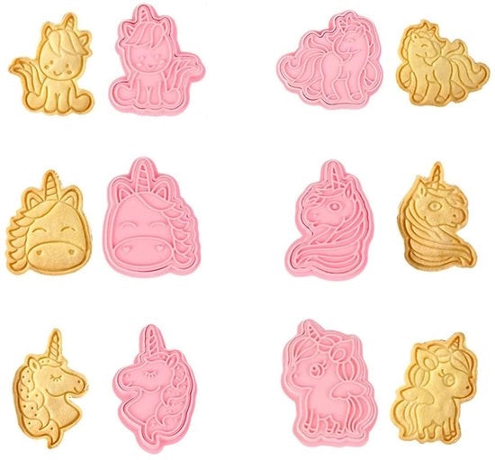 Forme per biscotti 6 pezzi - Ornamenti unicorni con punta - Stampi per biscotti - Impasto per biscotti - Fondant - Decorazione di torte - Plastica
