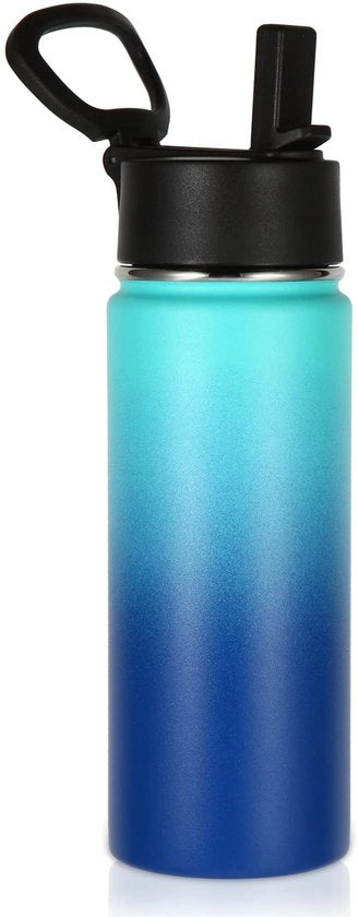 Vacuum Insolatore a Doppia Parete 530 ml - Flessibile - Bocchetta Spessa - Raccordo per Tubo - Resistente alla Condensazione - Tumbler