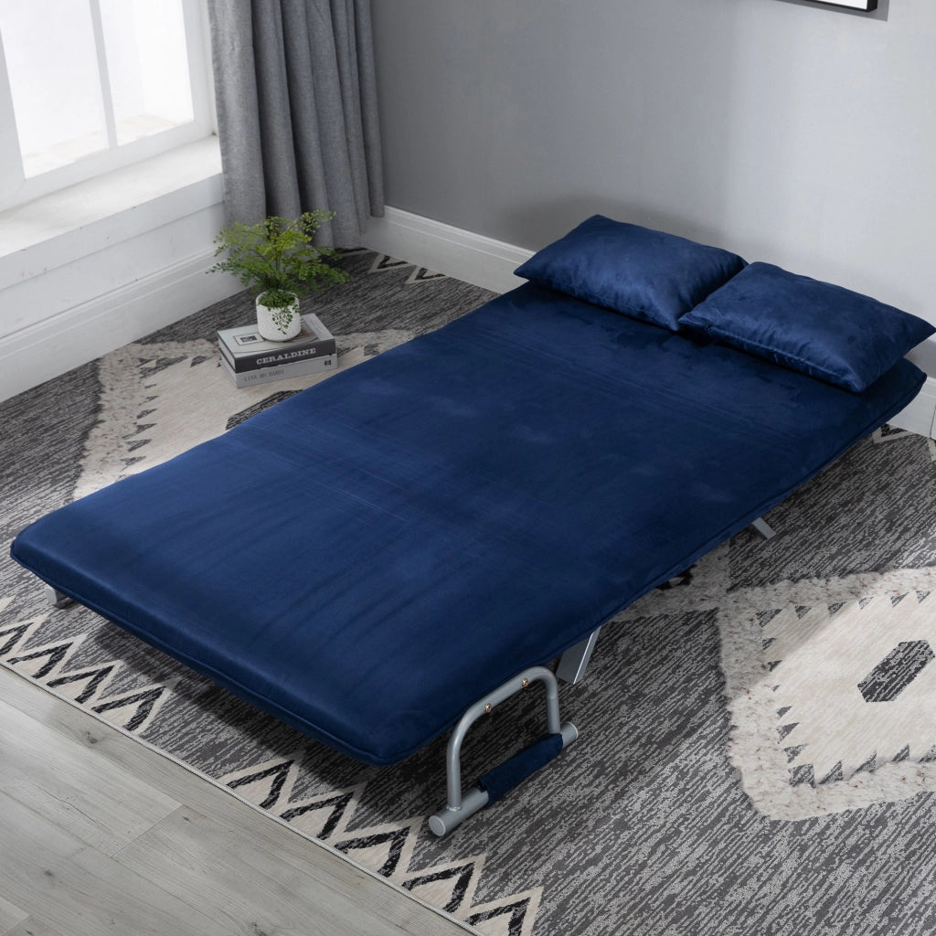 Divano letto 111x80x78 cm con schienale regolabile; poliestere blu