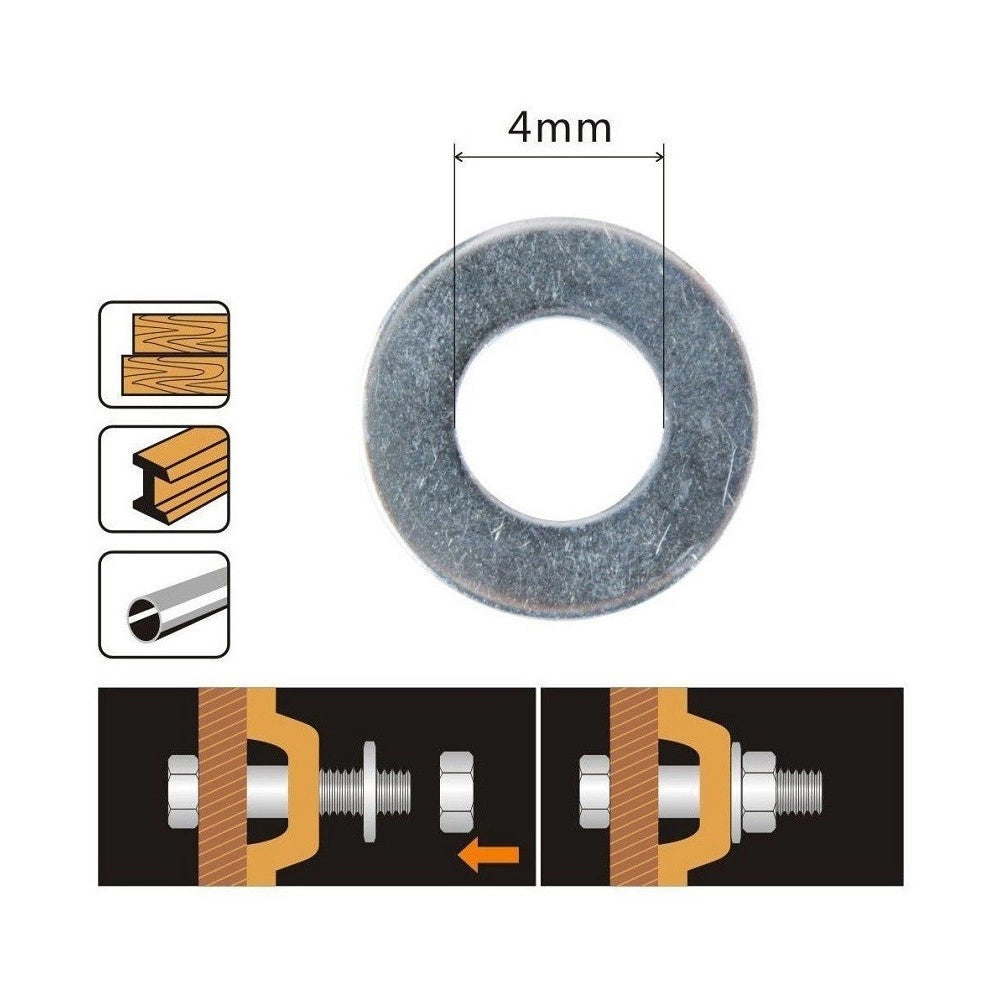 Trade Shop - Set Confezione 44gr Rondelle Piane Piatte Cuscinetto In Acciaio Diam. 4 Mm 90827 -