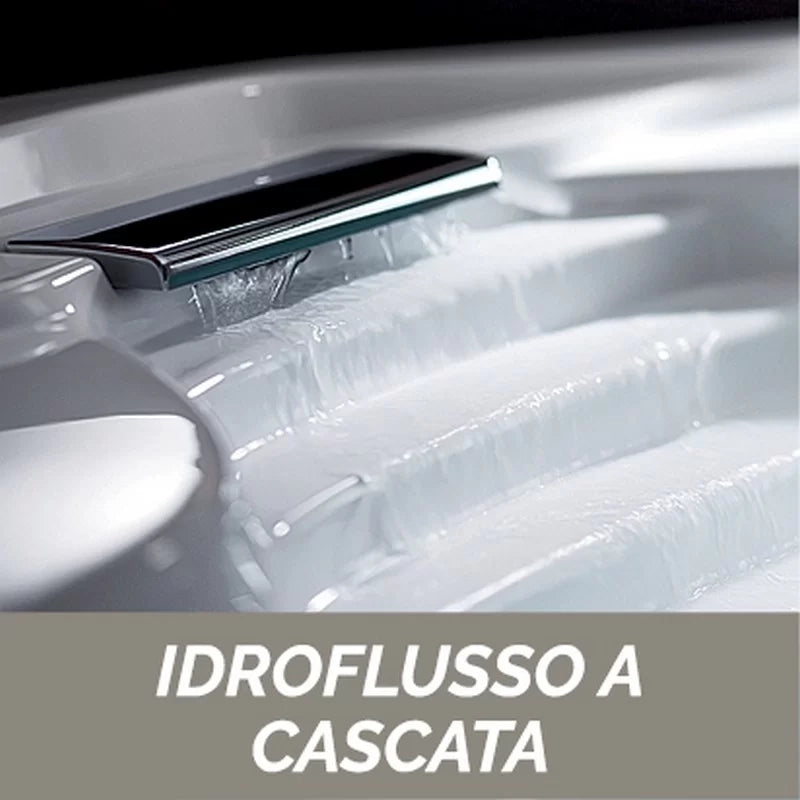 Vasca angolare 140x140 con idromassaggio e pannello serie cipro