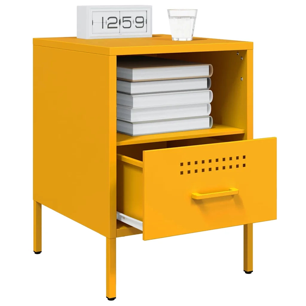 Comodini 2 pz Giallo Senape 36x39x50,5 cm in Acciaio 843061
