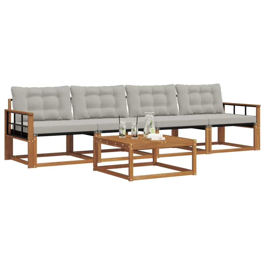 Set di divani da esterno 5 pcs Grigio Naturale e Chiaro 3369174