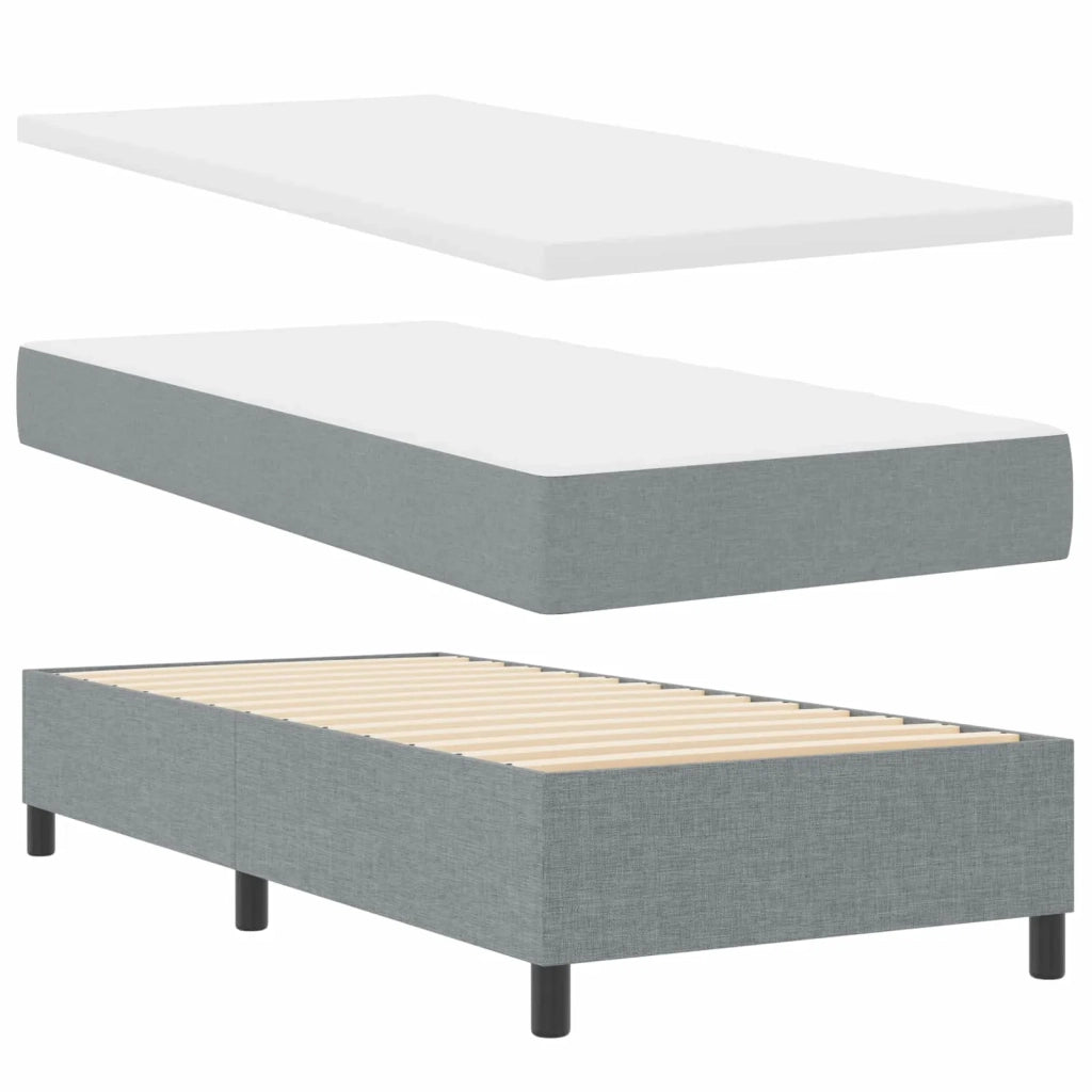Letto a molle con materasso Grigio chiaro 100 x 200 cm Tessuto