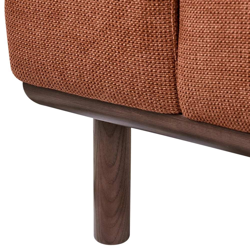 Divano a 2 posti in tessuto Marrone dorato Soggiorno in stile moderno Gambe in legno scuro
