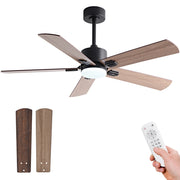Ventilatore da soffitto 42 pollici con luce, nero moderno con telecomando, stile rustico, doppia finitura pale, motore potente