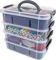 Scatole di Archiviazione con Coperchio, 2 Compartimenti - Blu - Scatola di Archiviazione per Accessori di Artigianato - Scatola di Ordinamento per Perle - Organizzatore di Materiali Artistici Scatole di Archiviazione