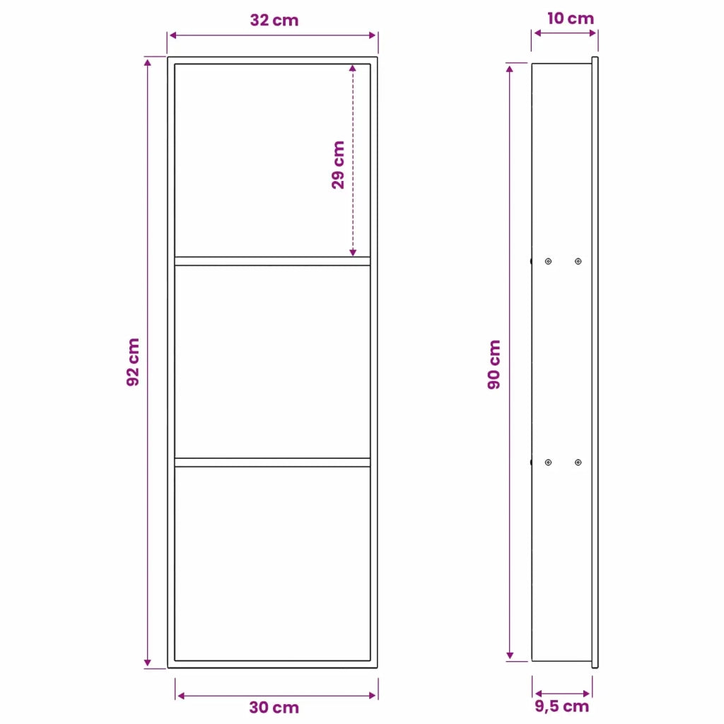 Nicchia per doccia Bianco 90 x 30 x 9,5 cm Acciaio inossidabile 42012679