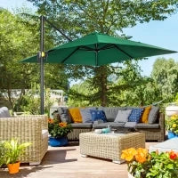 Ombrellone da Giardino a Manovella 2.5x2.5  m con Rotazione 360° e Parasole Regolabile, Verde