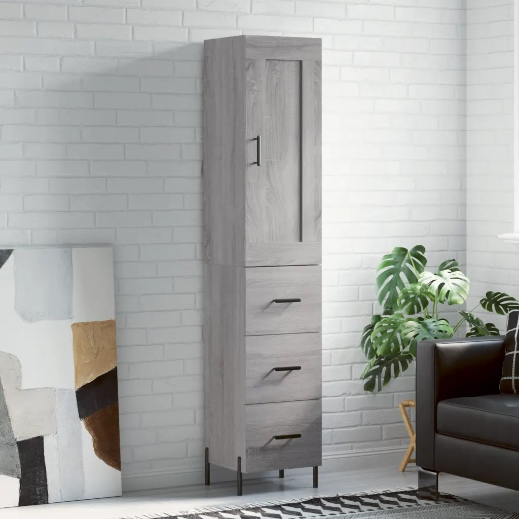 Credenza | Madia | Buffet da pranzo | Armadio da pranzo Grigio Sonoma 34,5x34x180 cm in Legno Multistrato