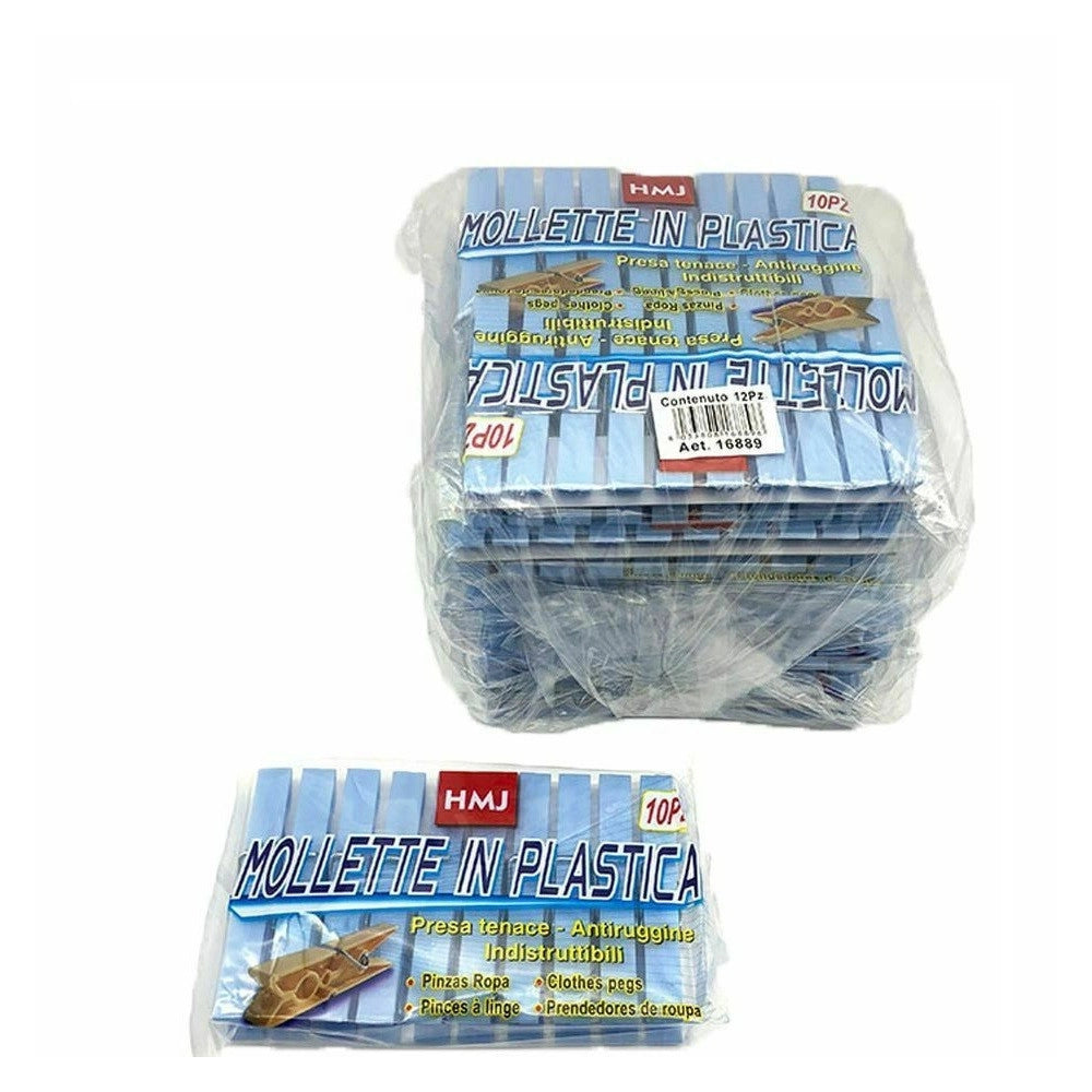 Trade Shop - Set 120 Pezzi Mollette Pinze Bucato Panni Plastica Extraforte Azzurre Biancheria -