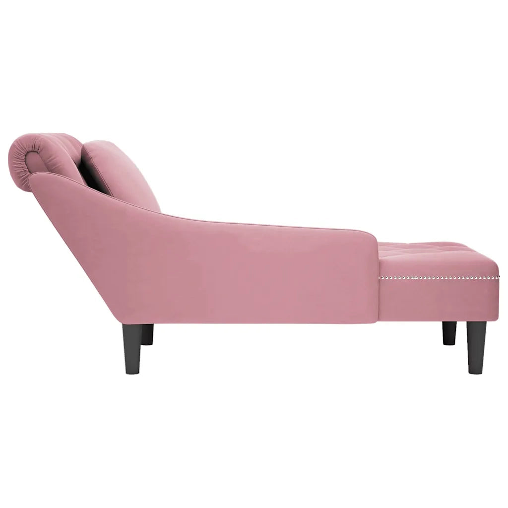 Sdraio con Cuscino e Bracciolo Destro in Velluto Rosa CFW2299193