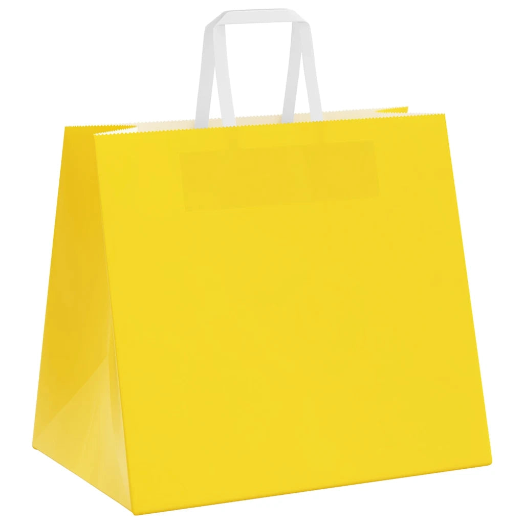 Sacchetti di Carta 250 pz con Manici Gialli 32x22x28 cm 4102016