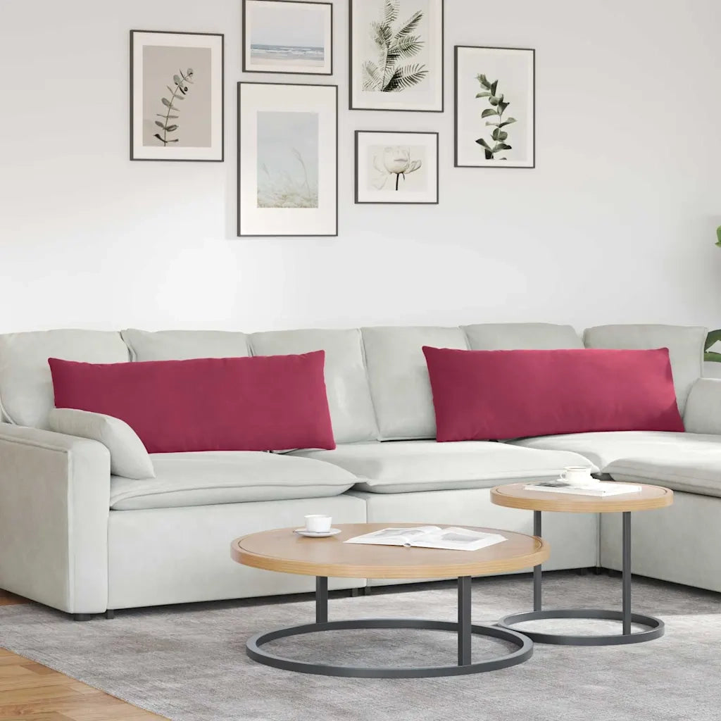 Cuscini da Divano 2 pz | Cuscini per sedie Rosso Vino 120 x 40 cm Tessuto in Cords