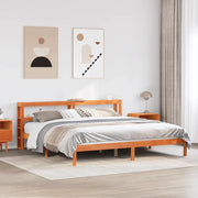Giroletto con Testiera Marrone Cera 200x200 cm Massello Pino