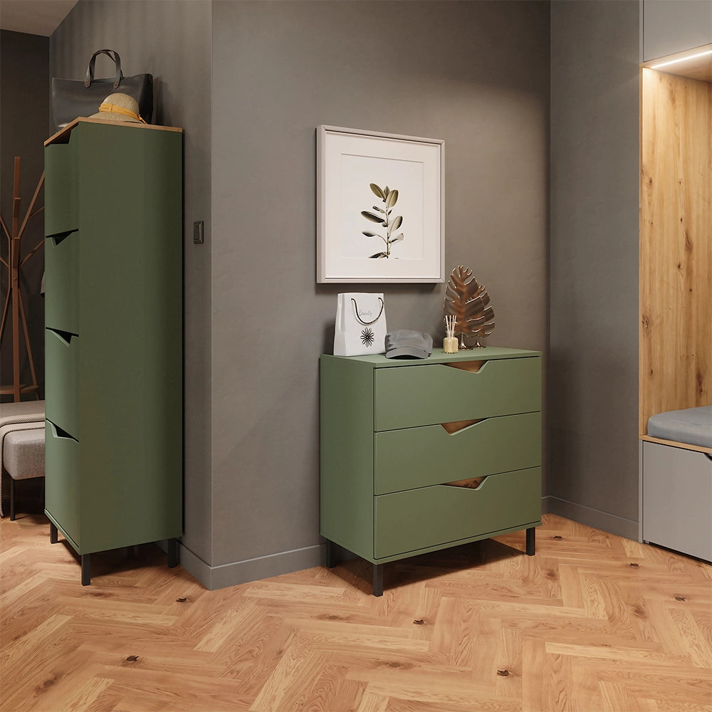 Vicco Scarpiera da ingresso Verde/Artigianale 60 x 167.4 cm con 4 scomparti