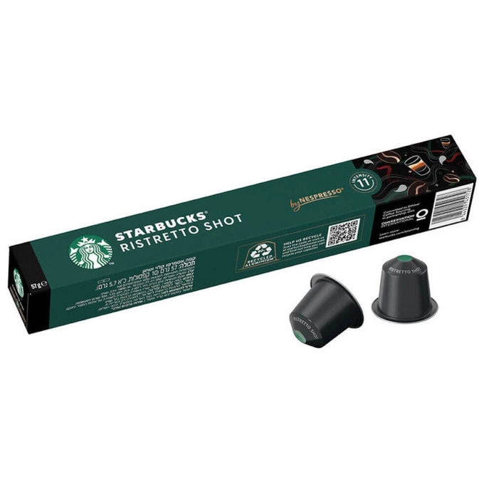 Starbucks ristretto shot, 10 capsule compatibili Nespresso, miscela 100% Arabica, alluminio, intensita' 10