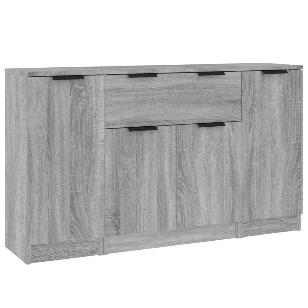Credenze 3 pz Grigio Sonoma in Legno Multistrato 3115834
