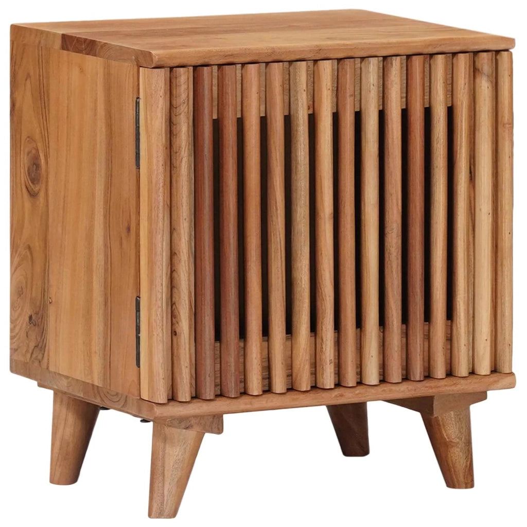 Comodino | Armadio da Notte | Mobiletto da notte a muro fatto a mano Marrone Teak 40 x 30 x 45 cm