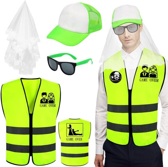Costume da Sposo per Festa di Sposi con Cappello, Mantellina e Distintivo