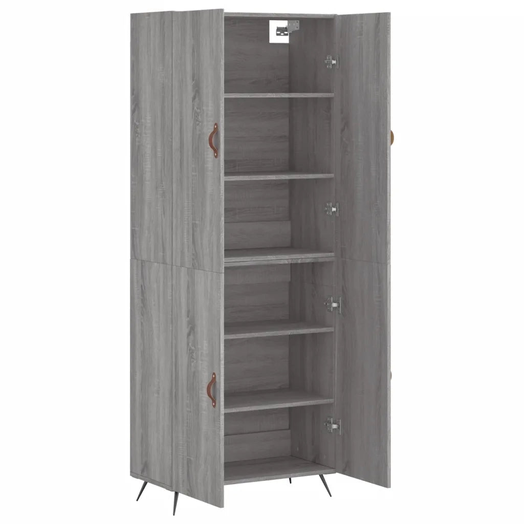 Credenza Grigio Sonoma 69,5x34x180 cm in Legno Multistrato 3195657