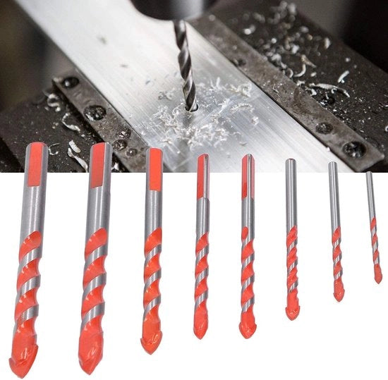 Set di punterelle multifunzionali in acciaio duro - 8 pezzi - Adatti per piastrelle ceramiche - Punterelle per calcestruzzo e vetro - Accessorio