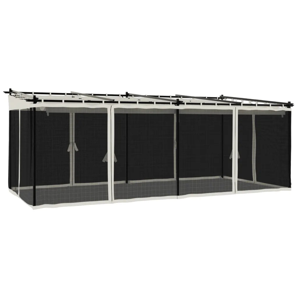 vidaXL Gazebo con Pareti in Rete Crema 6x3 m in Acciaio