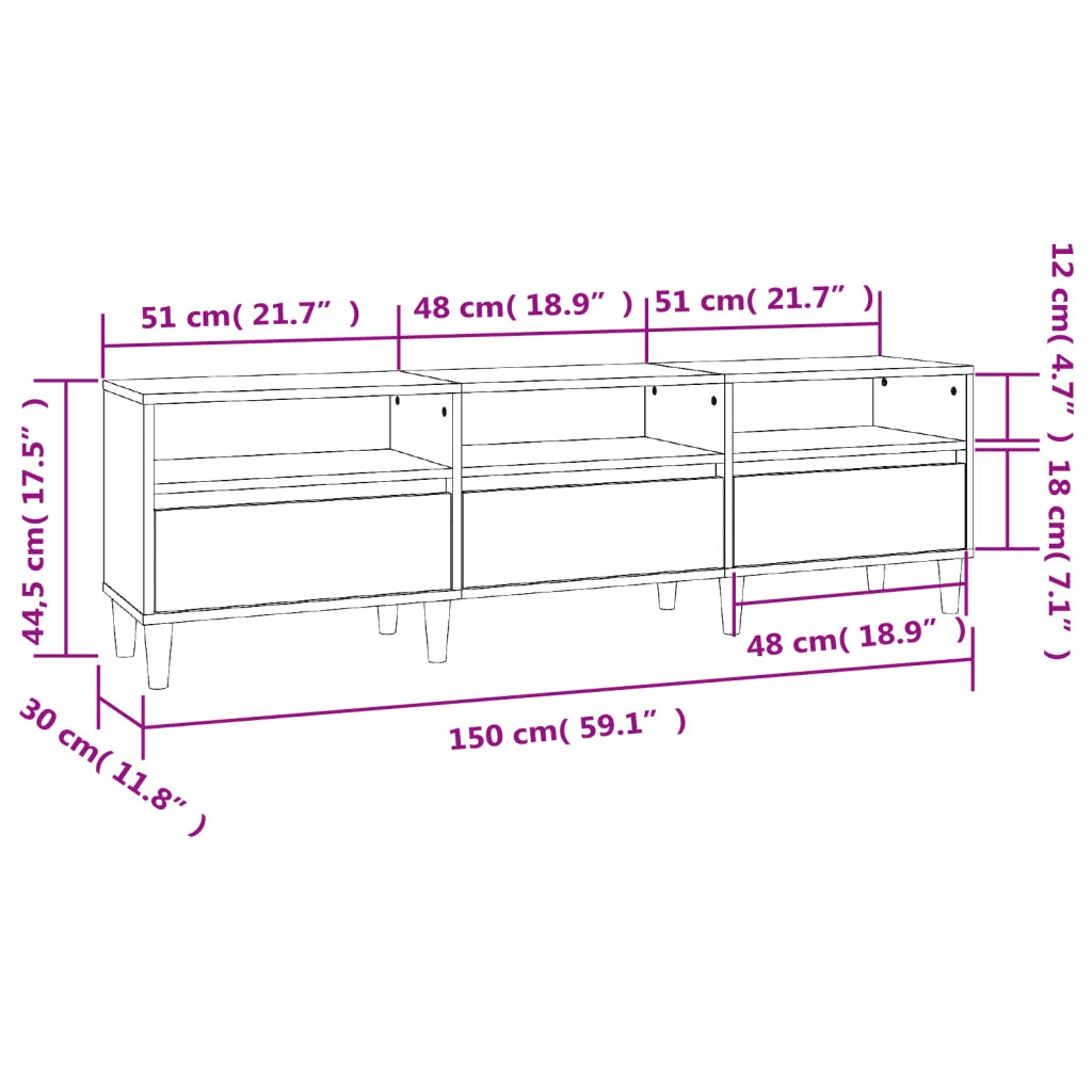 Mobile Porta TV Bianco 150x30x44,5 cm in Legno Multistrato 831909