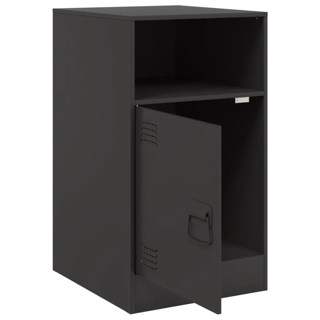 Set di 2 Comodini | Armadio da Notte | Mobiletto da notte Neri 34,5x39x62 cm in Acciaio