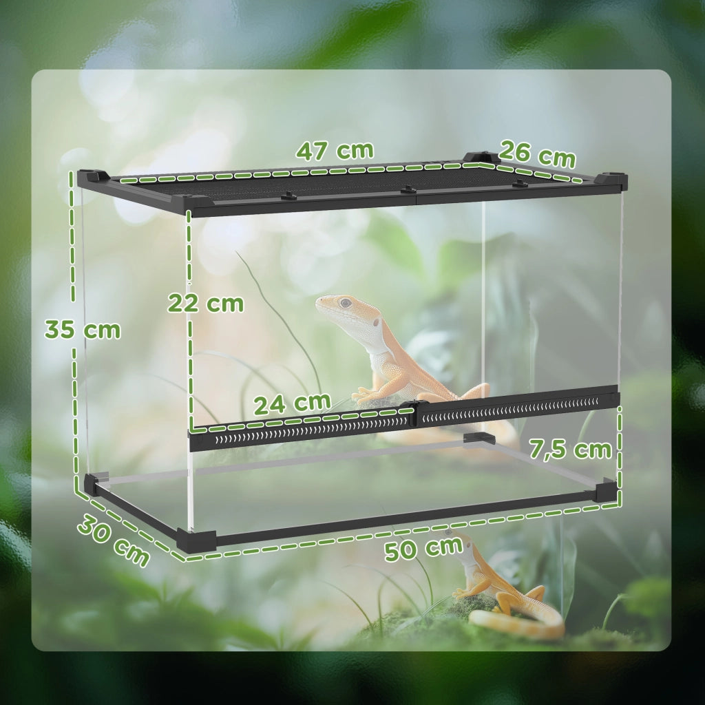 Terrario per Rettili con Chiusura Sicura ¨C Zephmum ¨C Nero 50x30x35cm