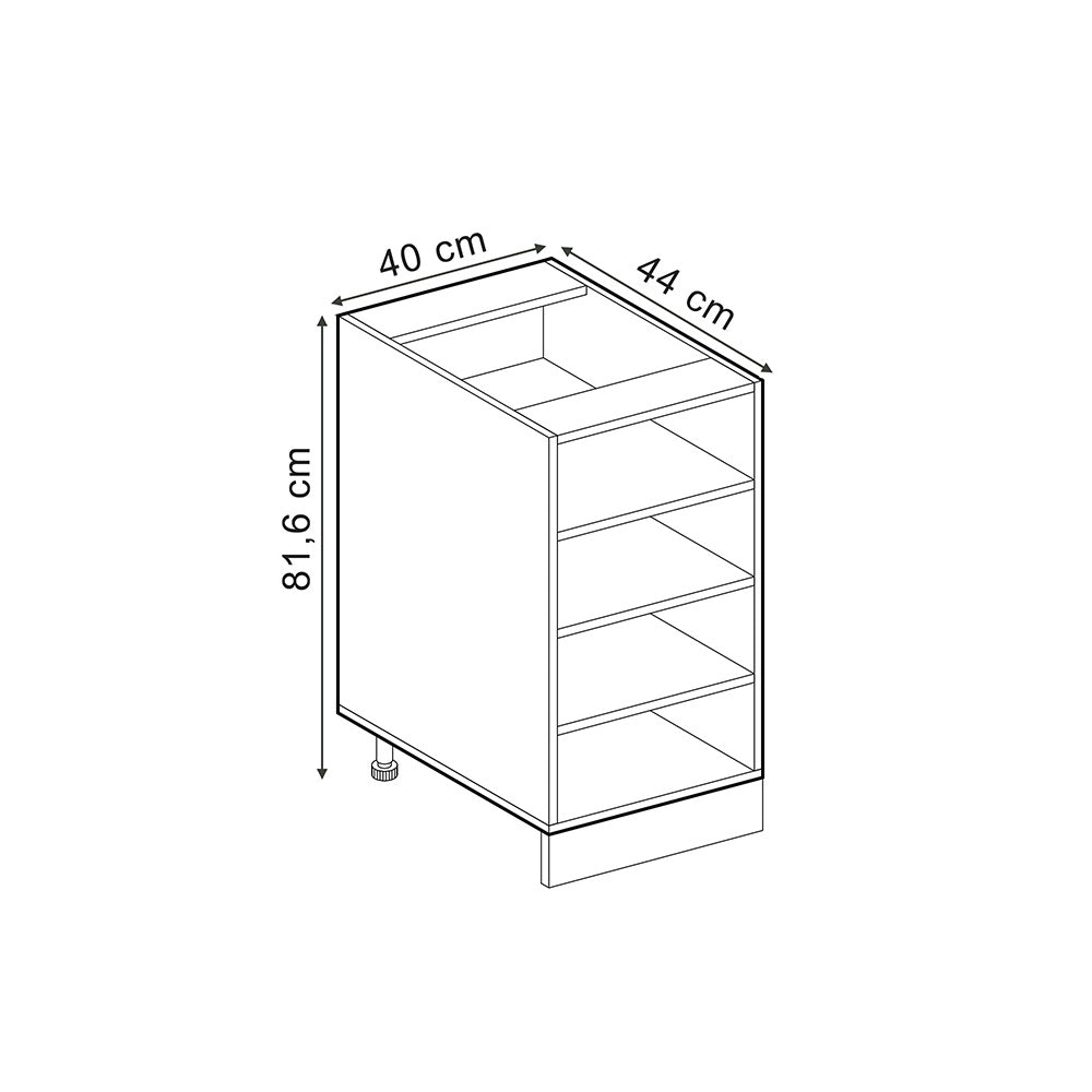 Scaffale da cucina R-Line Antracite/Antracite 40 cm PL Marmo Vicco