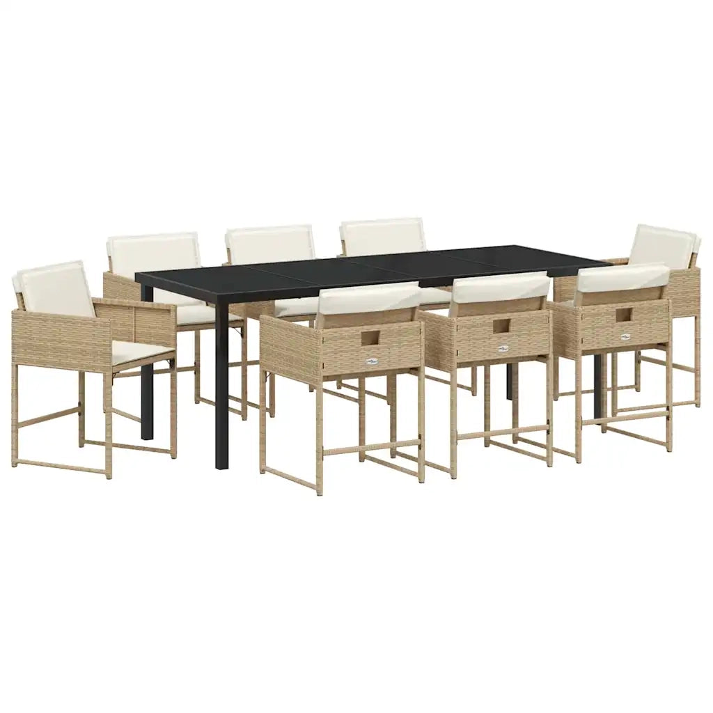 Set da Pranzo per Giardino 9 pcs Beige polyrattan 3380732