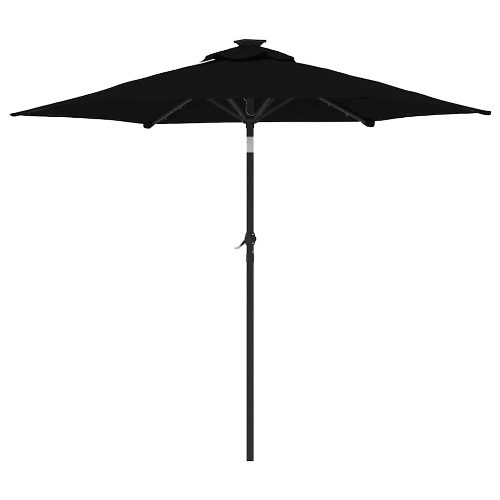 Ombrellone da giardino inclinabile con illuminazione a LED 225 x 225 x 212 cm moderna protezione solare in poliestere nero 02_0056373