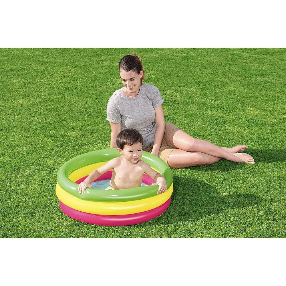 Trade Shop - Piscina Gonfiabile Tonda Summer Piscinetta Per Bambini A 3 Anelli 70x24cm 51128 -