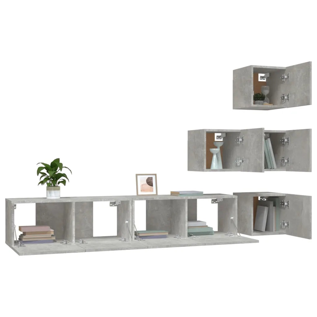 Mobile Porta TV a Parete Grigio Cemento in Legno Multistrato 3114577