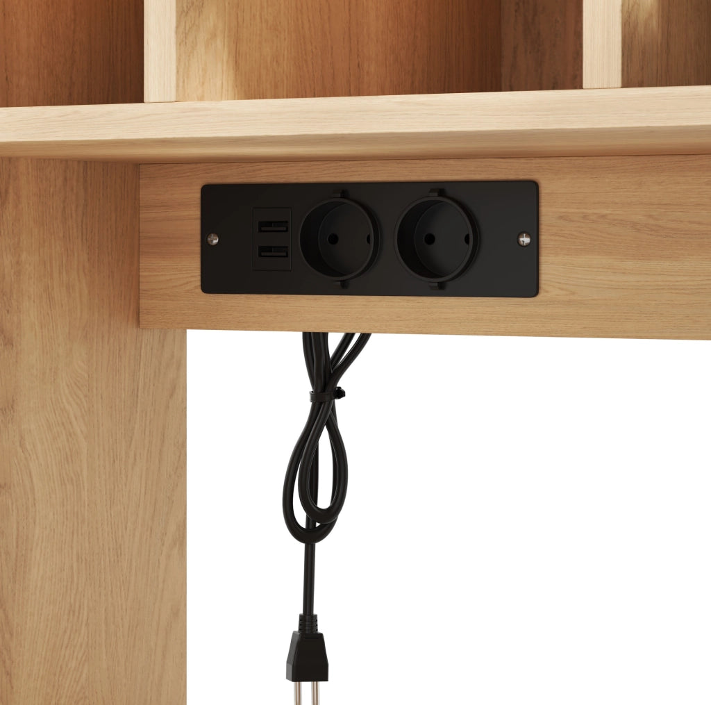Credenza buffet 105x40x185 cm con LED a colori e prese; in MDF; nero naturale