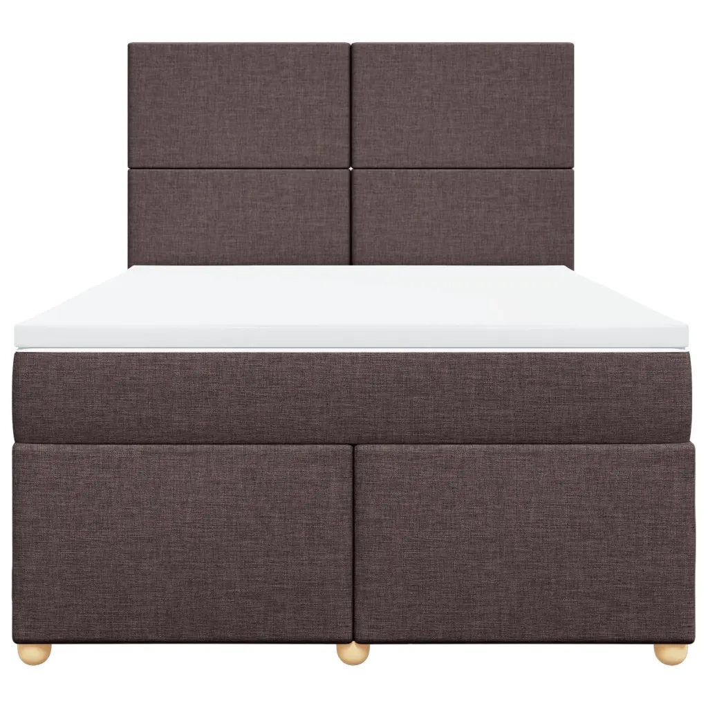 Giroletto a Molle con Materasso Marrone Scuro 140x190cm Tessuto
